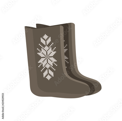 Felt Boots Traditional Shoes Vector Illustration photo