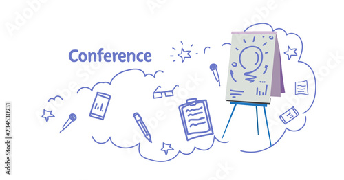 flip chart business info graphic presentation conference concept sketch doodle horizontal isolated flat