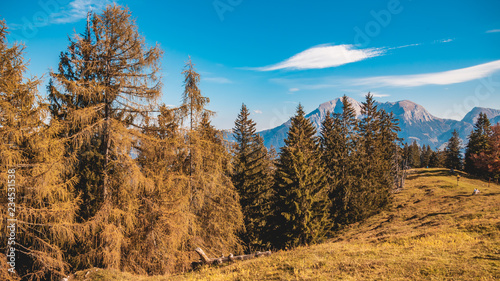 Beautiful alpine autumn view at Hochschwarzeck summit Berchtesgaden-Bavaria-Germany