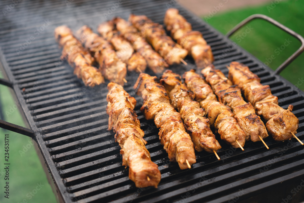 delicious and fragrant skewers grilled for barbecue