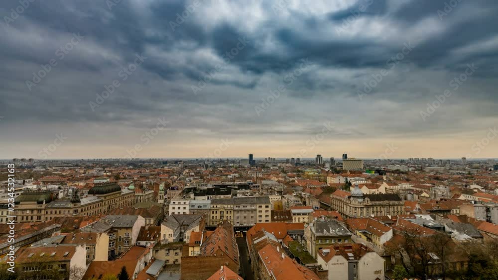 Zagreb panorama skyline aerial view time lapse Croatia. Zagreb panorama skyline aerial view time lapse Croatia.