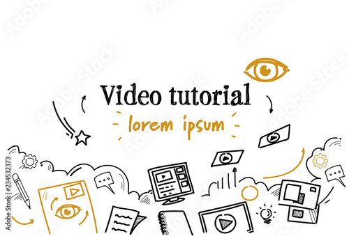 online education business video tutorial concept sketch doodle horizontal isolated photo