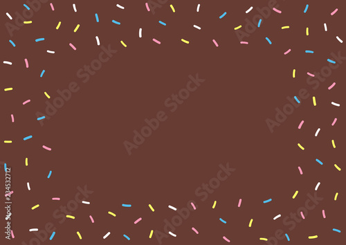 Cartoon texture of chocolate donut glazing. Rectangular colorful background for kids.