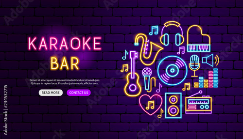 Karaoke Bar Neon Banner Design