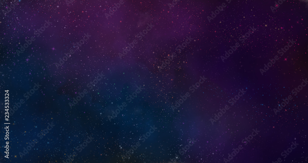 Star field in galaxy space with nebula, abstract watercolor digital art painting for texture background