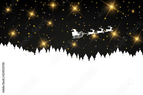 Schlitten mit Rentieren - Himmel mit Sternen
