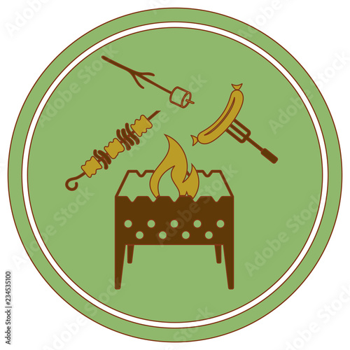 Brazier, zephyr, kebab and sausage icon