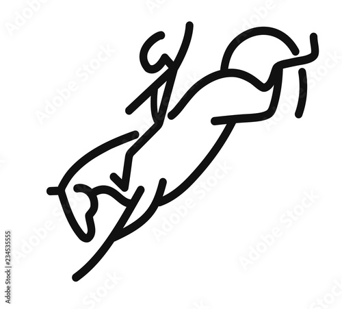 Schematic doodle of a horse and a rider, rodeo. 