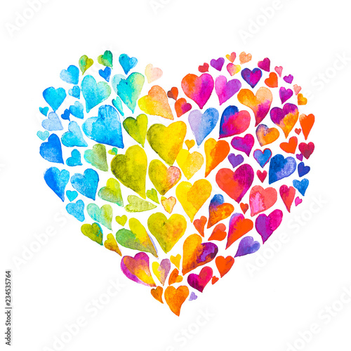 Bild auf Leinwand dipinto cuore fatto di cuori acquarello