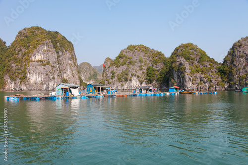 Floating Fishing Village on December 20, 2013 in Ha Long Bay of northeast Vietnam. It's just one of many settlement in this region.