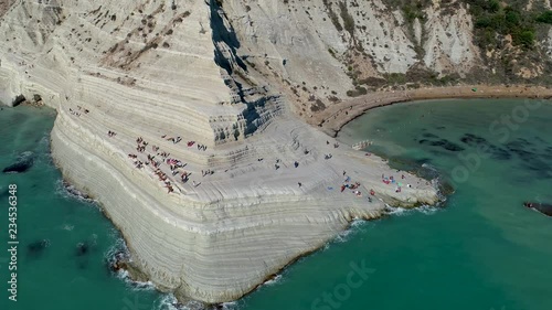 Aerial. Scala dei Turchi. A rocky cliff on the coast of Realmonte, near Porto Empedocle, southern Sicily, Italy.
