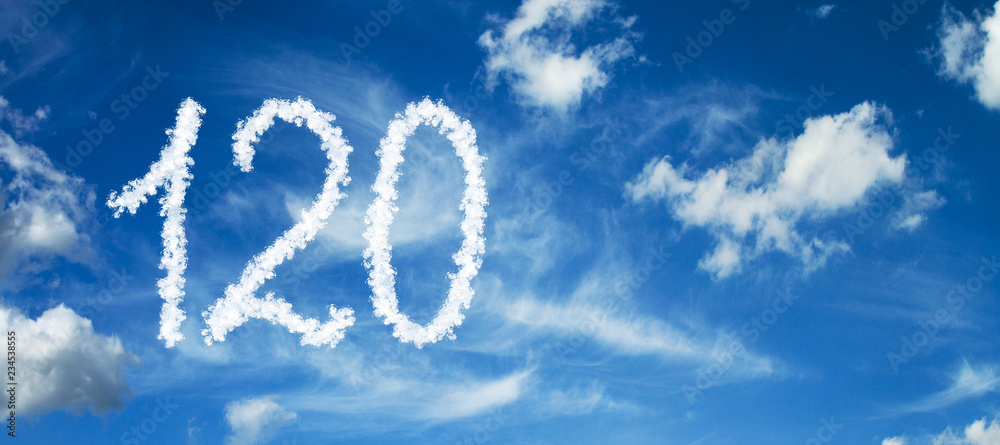 Painted with clouds on a blue background with white clouds number 120