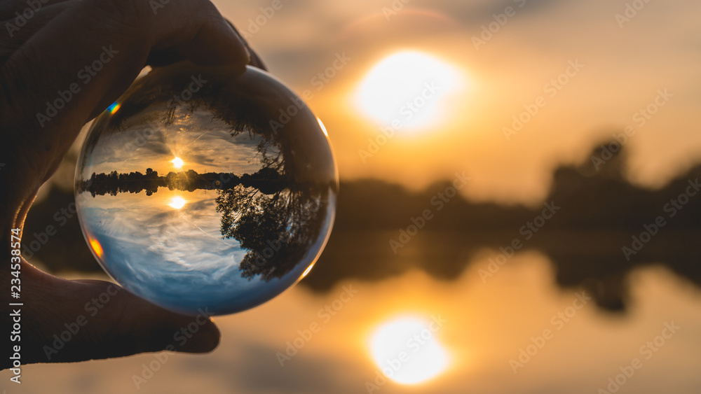 Crystal ball sunset shot near Plattling-Isar-Bavaria-Germany Crystal ball sunset shot near Plattling-Isar-Bavaria-Germany