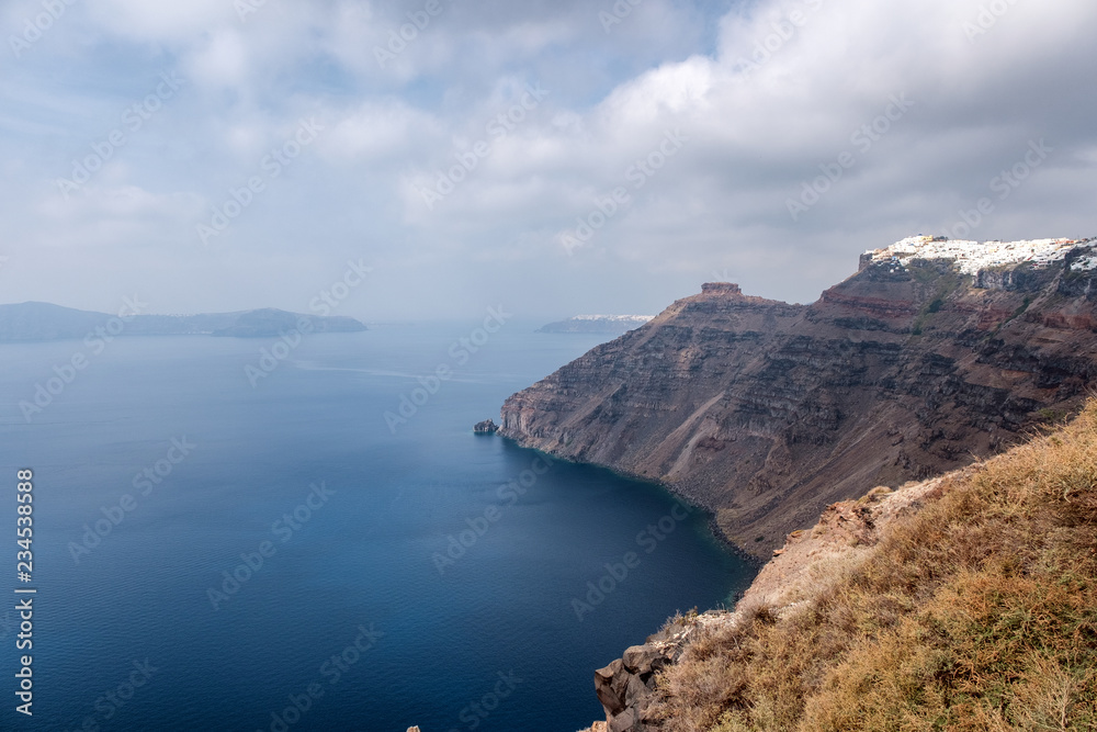 Seascape on the island of Santorini, Greece