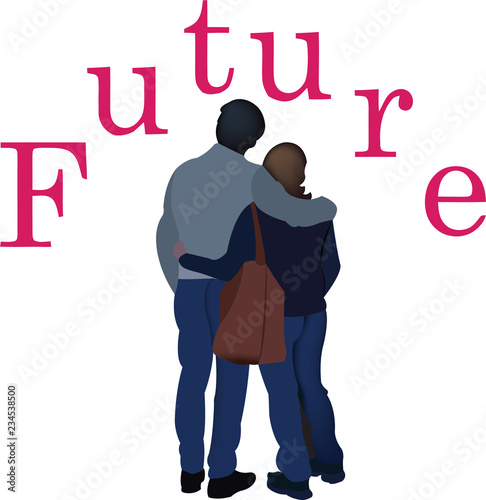 coppia di innamorati guardano al futuro