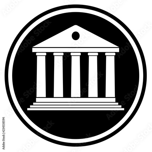 classic black and white court building facade justice concept vector illustration