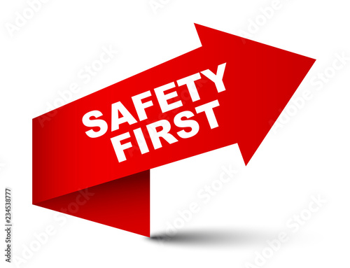 red vector banner safety first