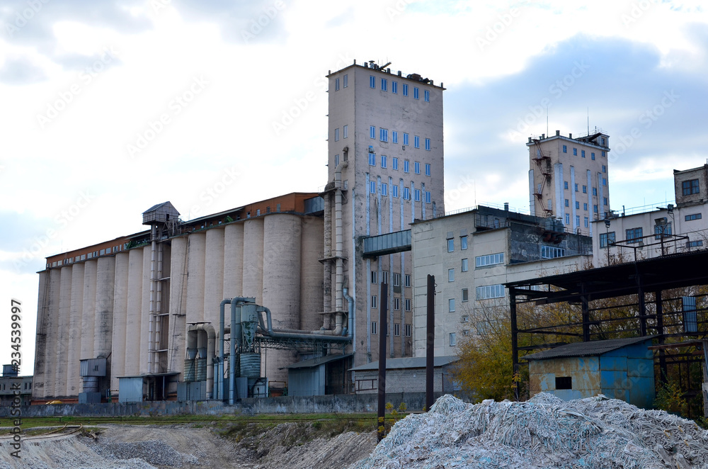 The facade of the industrial building of the factory. Industrial landscape