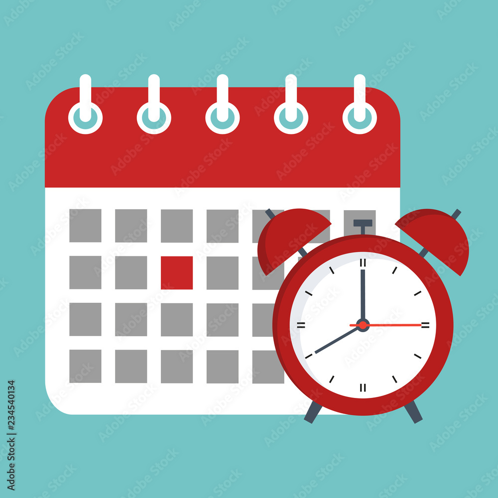 illustration of calendar and clock icon. Schedule, appointment, important date concept. illustration of calendar and clock icon. Schedule, appointment, important date concept.