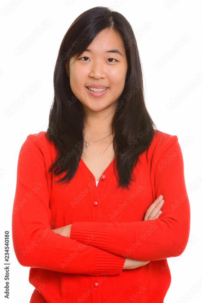 Portrait of young happy Asian woman smiling Portrait of young happy Asian woman smiling