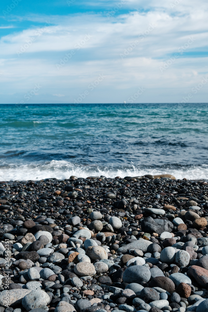 pebble stone beach , ocean horizon pebble stone beach , ocean horizon