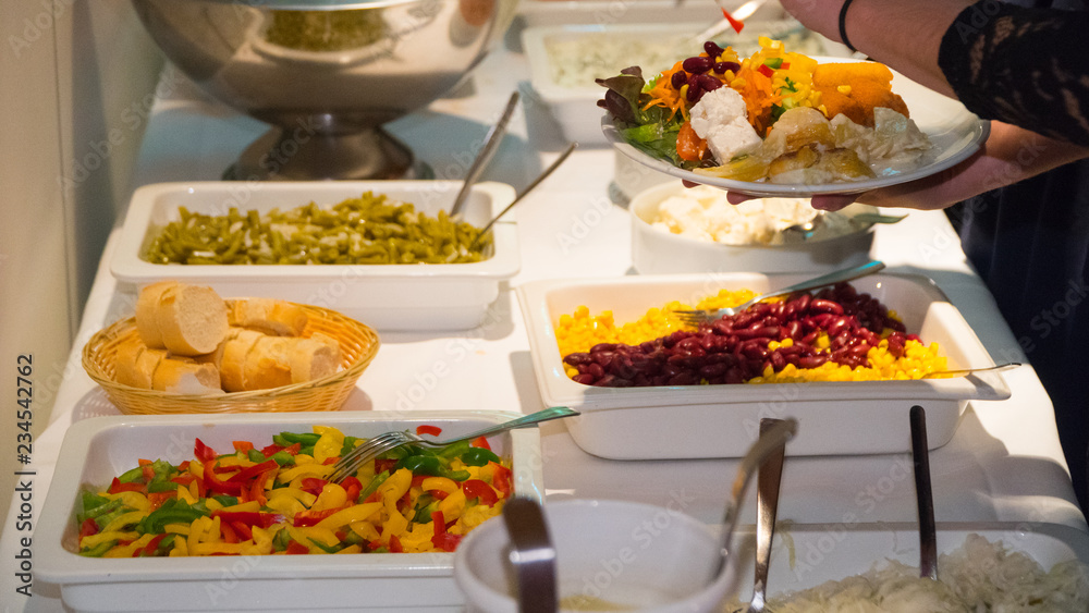 buffet meals are beautifully on the table. buffet meals are beautifully on the table.