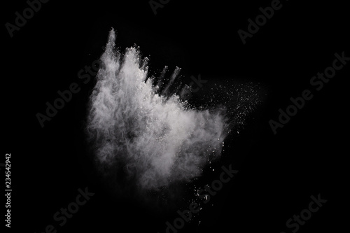 Fototapeta Naklejka Na Ścianę i Meble -  White powder explosion on white background. Colored cloud. Colorful dust explode. Paint Holi.