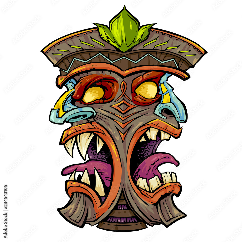 double tiki heads with mouths open Stock Vector Adobe Stock