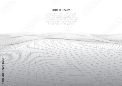 3d illustration. Abstract landscape on a white background. Cyberspace grid.