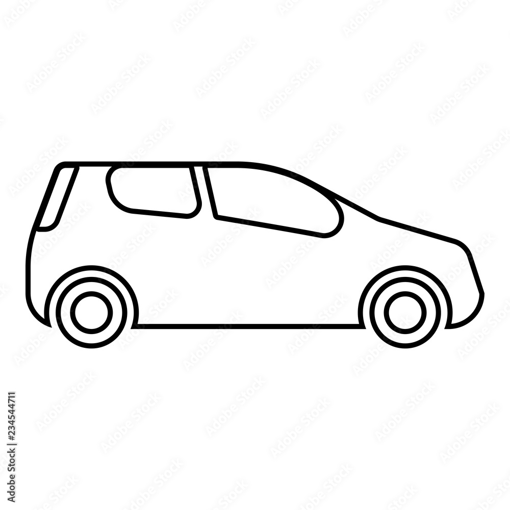 Mini car Compact shape for travel racing icon black color illustration  outline