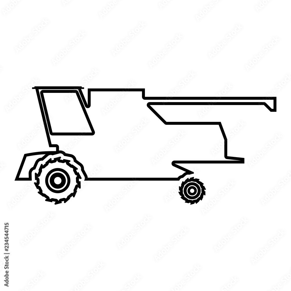 Farm harvester for work on field Combine icon black color illustration outline Farm harvester for work on field Combine icon black color illustration outline