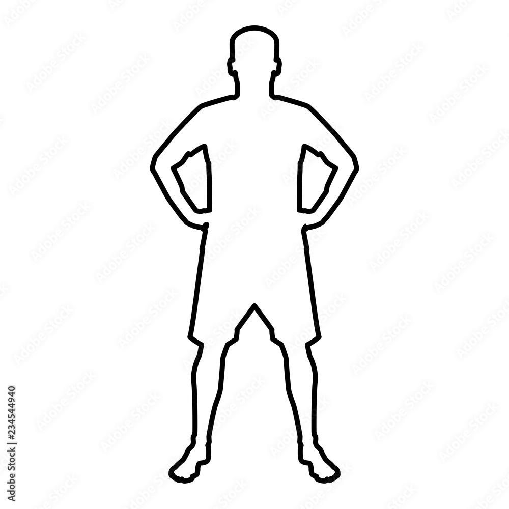 Man holding hands on belt confidence concept silhouette manager business icon black color illustration outline Man holding hands on belt confidence concept silhouette manager business icon black color illustration outline