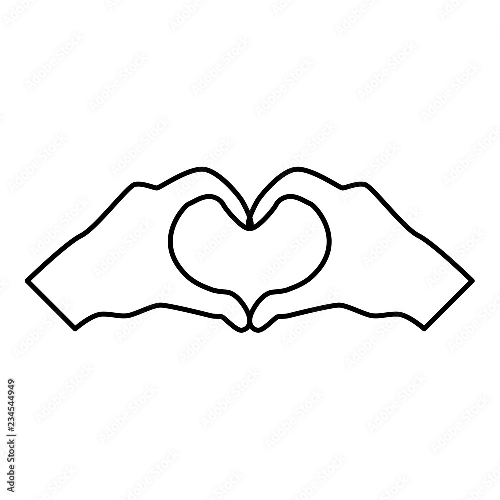 Two hands have shape heart Hands making heart symbol silhouette icon