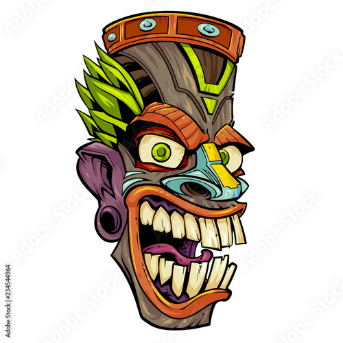 glaring tiki mask head