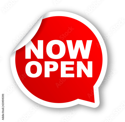 red vector banner now open