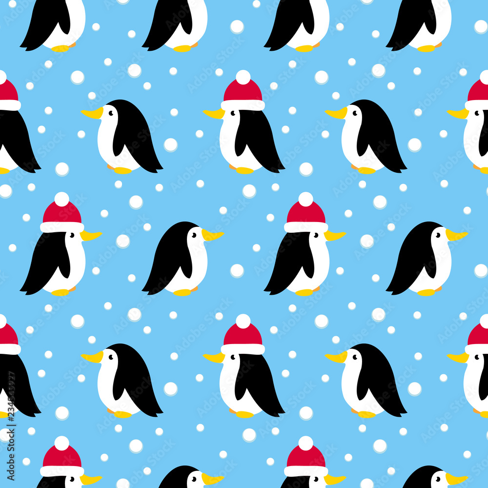 Obraz premium seamless pattern with many small penguins. vector