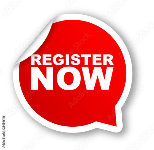 red vector banner register now
