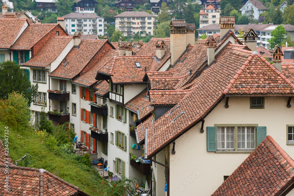 Old tile roofs in Bern historical center. Old tile roofs in Bern historical center.