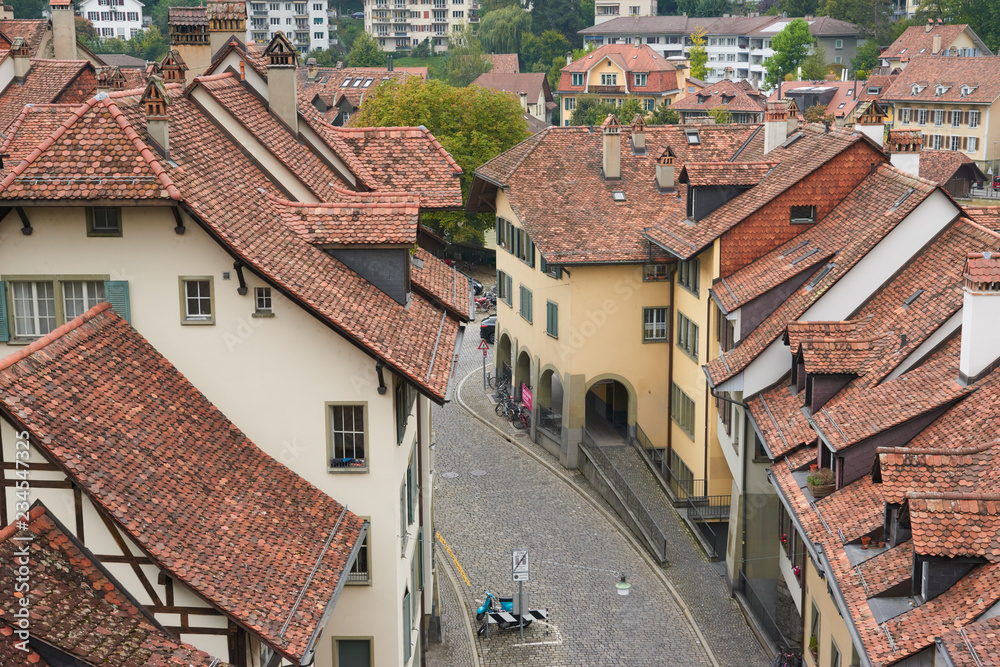 Old tile roofs in Bern historical center. Old tile roofs in Bern historical center.