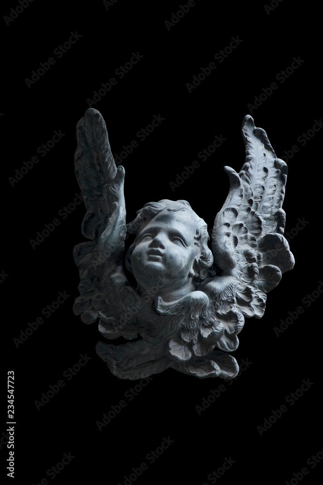 Fototapeta sculpture of an angel with dark background