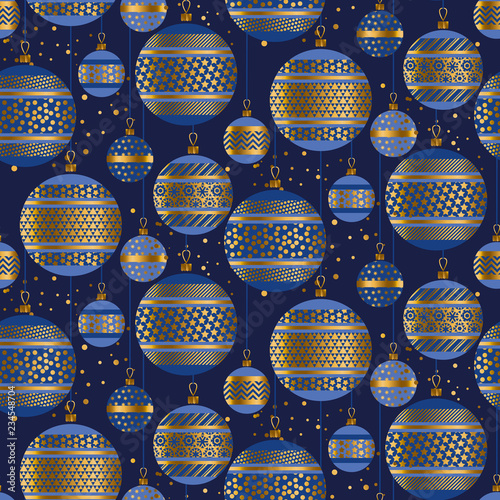 New Year and Christmas baubles seamless pattern