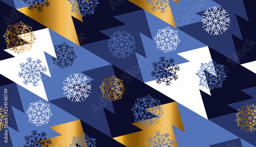 New Year and Christmas tree geometric seamless pattern