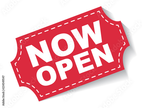 red vector banner now open