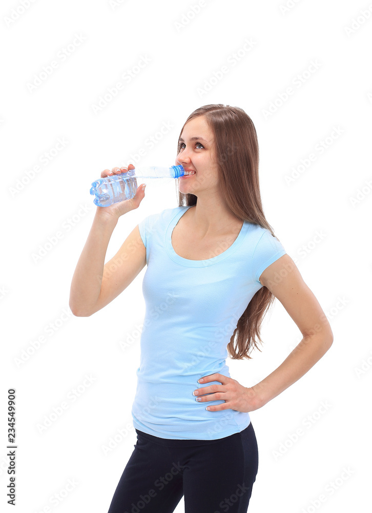 fitness woman with water bottle.isolated on white fitness woman with water bottle.isolated on white