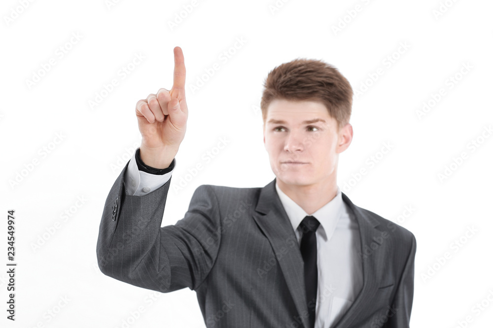 handsome businessman showing sign of difference. isolated on a white background