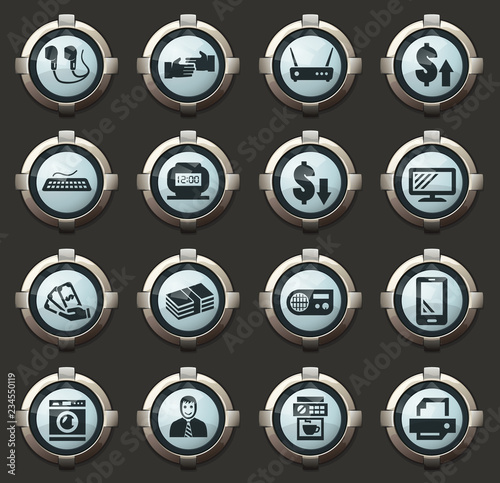 Pawn shop icons set