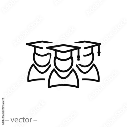 Students graduation icon, linear sign on white background - editable vector illustration eps10