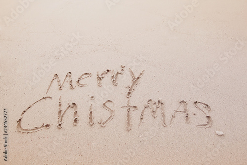 Merry Christmas Write on the beach. Fear Beach in Phuket Thailand