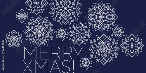 Folk style snowflakes Christmas decorative motif