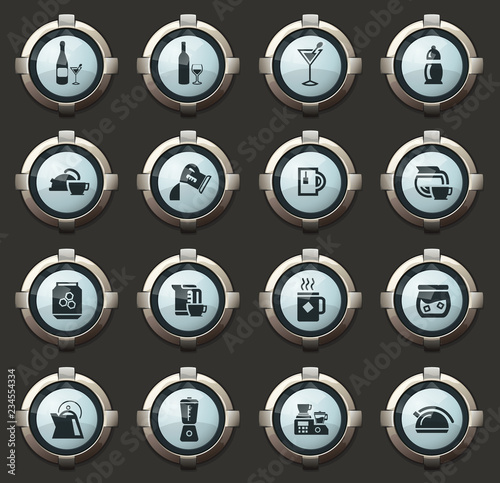 Utensils for the preparation of beverages icons
